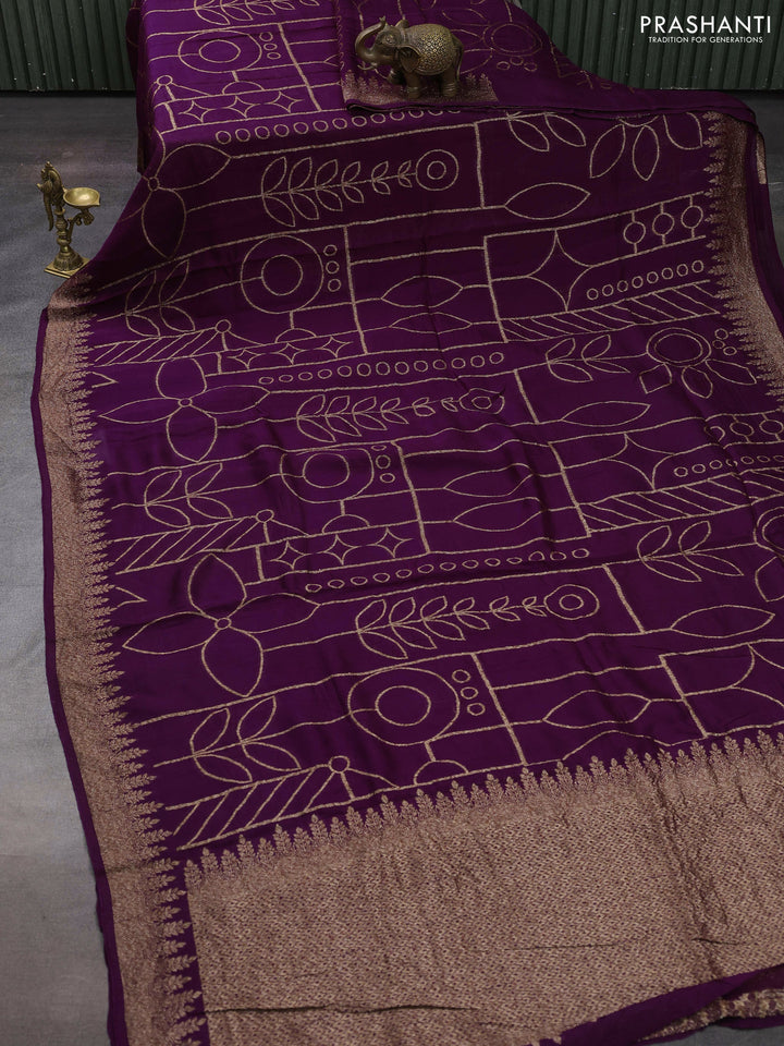 Purple Banarasi Semi Raw Silk Saree