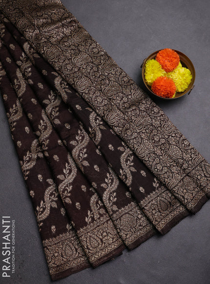 Coffee Brown Banarasi Semi Raw Silk Saree