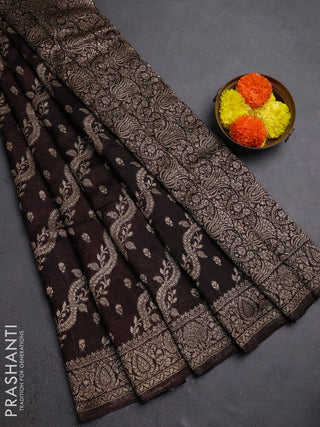 Coffee Brown Banarasi Semi Raw Silk Saree