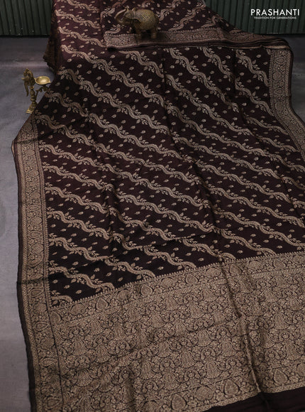 Coffee Brown Banarasi Semi Raw Silk Saree