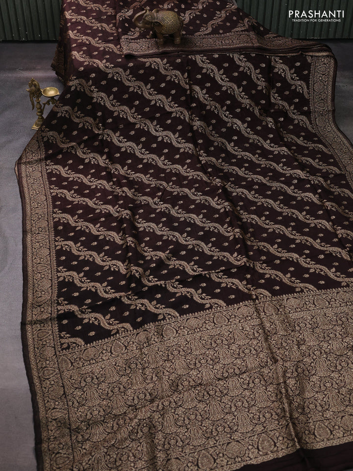 Coffee Brown Banarasi Semi Raw Silk Saree