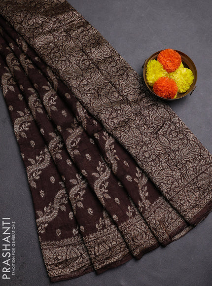 Coffee Brown Banarasi Semi Raw Silk Saree