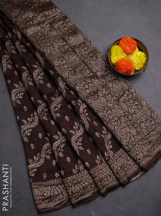 Coffee Brown Banarasi Semi Raw Silk Saree