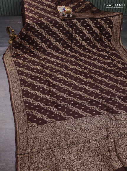 Coffee Brown Banarasi Semi Raw Silk Saree
