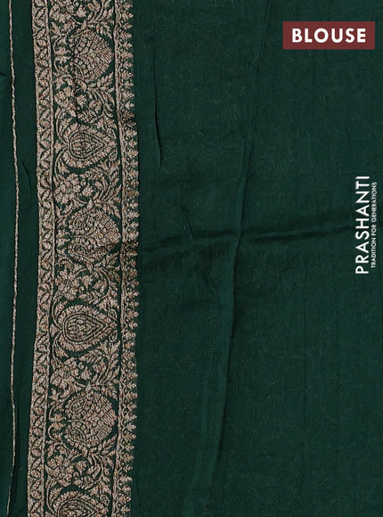Bottle Green Banarasi Semi Raw Silk Saree