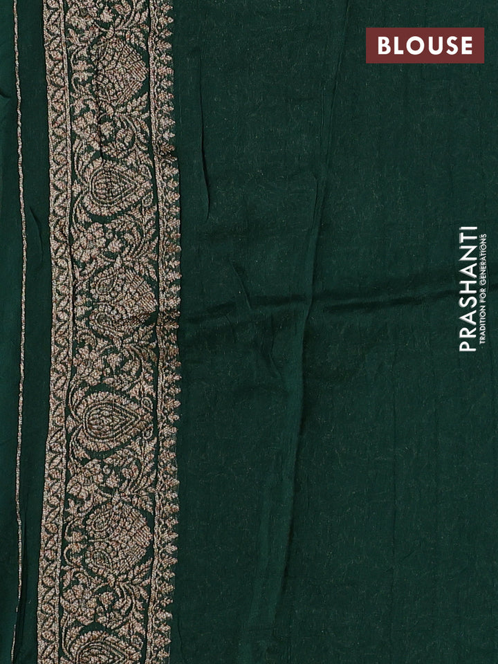 Bottle Green Banarasi Semi Raw Silk Saree
