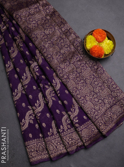 Violet Banarasi Semi Raw Silk Saree