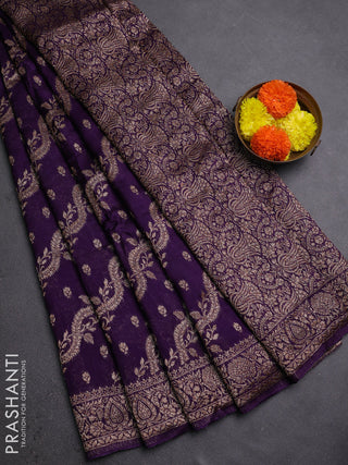 Violet Banarasi Semi Raw Silk Saree
