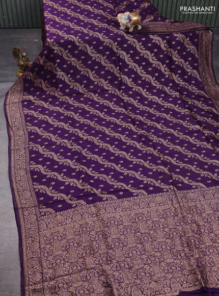 Violet Banarasi Semi Raw Silk Saree