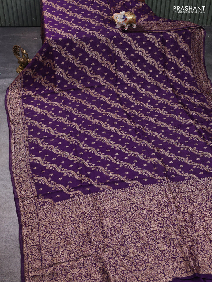 Violet Banarasi Semi Raw Silk Saree
