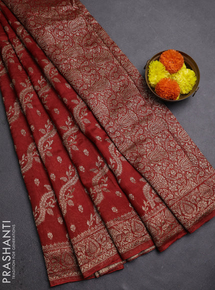 Rustic Orange Banarasi Semi Raw Silk Saree