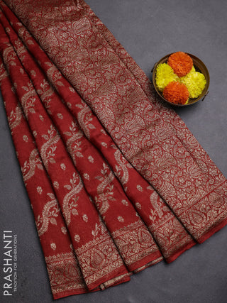 Rustic Orange Banarasi Semi Raw Silk Saree