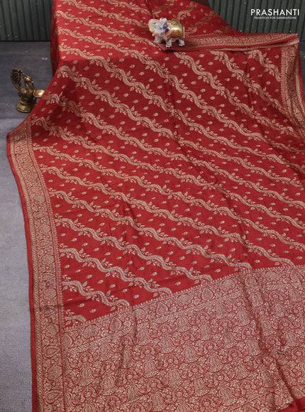 Rustic Orange Banarasi Semi Raw Silk Saree