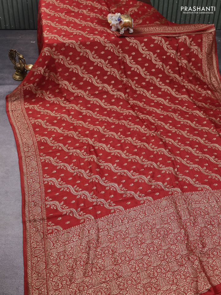 Rustic Orange Banarasi Semi Raw Silk Saree