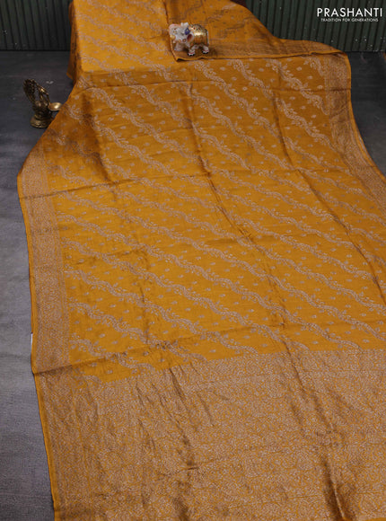 Mustard Yellow Banarasi Semi Raw Silk Saree