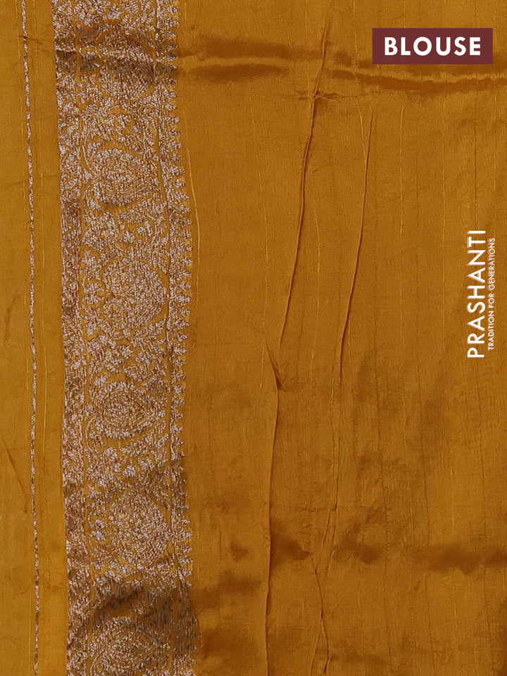 Mustard Yellow Banarasi Semi Raw Silk Saree