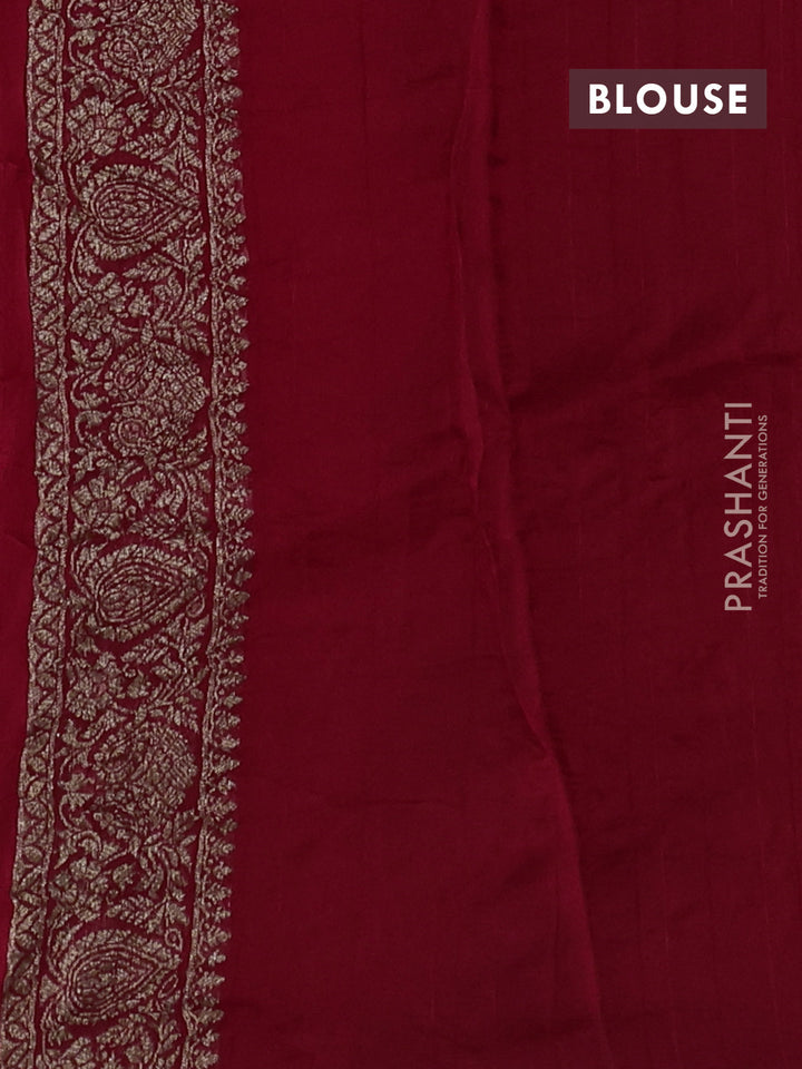 Red Banarasi Semi Raw Silk Saree