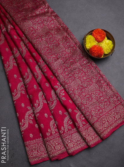 Pink Banarasi Semi Raw Silk Saree