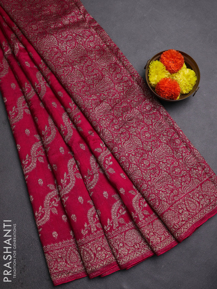 Pink Banarasi Semi Raw Silk Saree