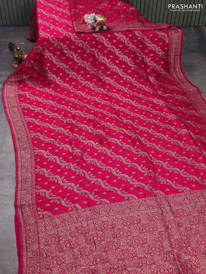 Pink Banarasi Semi Raw Silk Saree