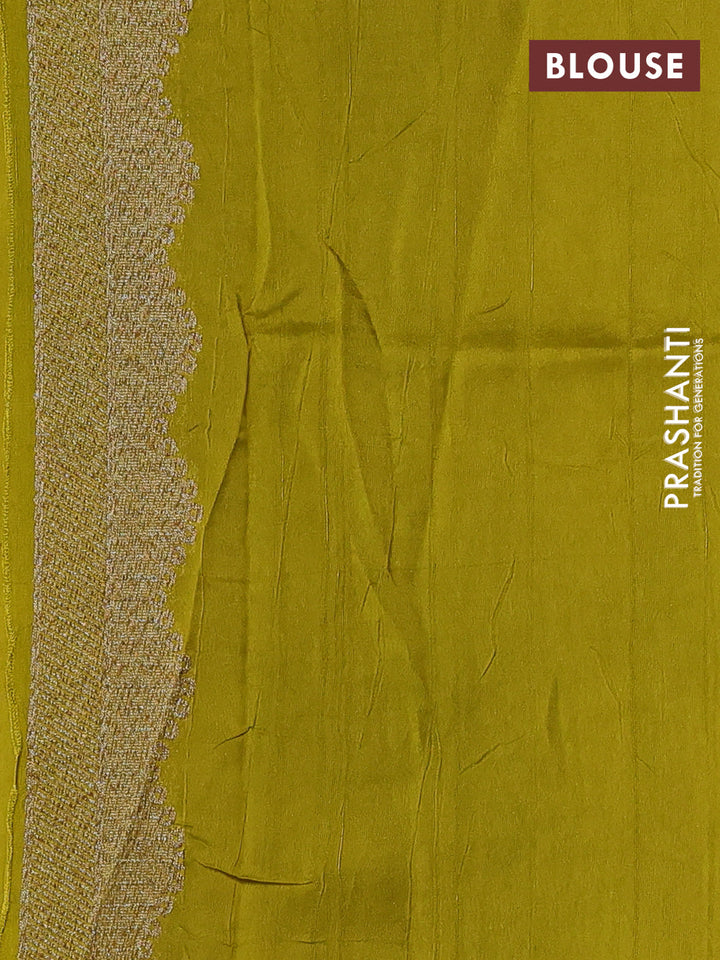 Lime Green Banarasi Semi Raw Silk Saree
