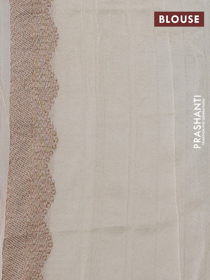 Cream Banarasi Semi Raw Silk Saree