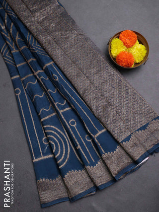 Peacock Blue Banarasi Semi Raw Silk Saree