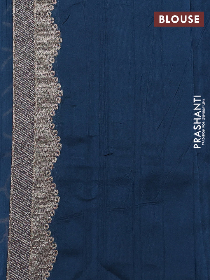 Peacock Blue Banarasi Semi Raw Silk Saree
