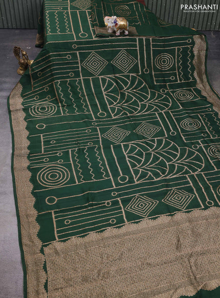 Green Banarasi Semi Raw Silk Saree