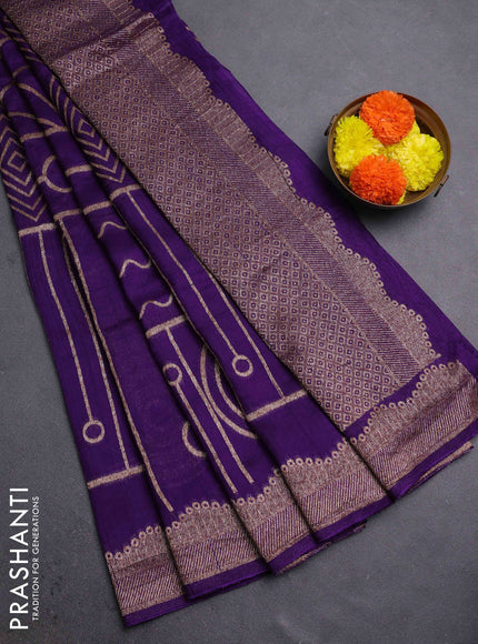 Violet Banarasi Semi Raw Silk Saree