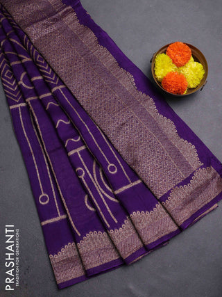 Violet Banarasi Semi Raw Silk Saree