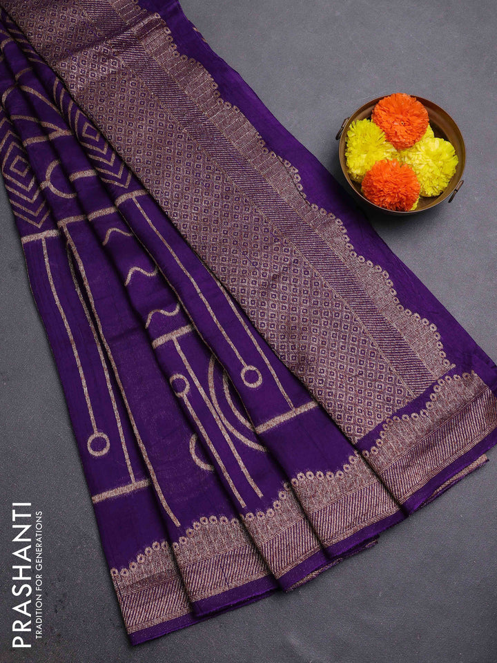 Violet Banarasi Semi Raw Silk Saree