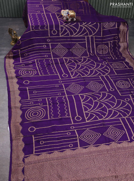 Violet Banarasi Semi Raw Silk Saree