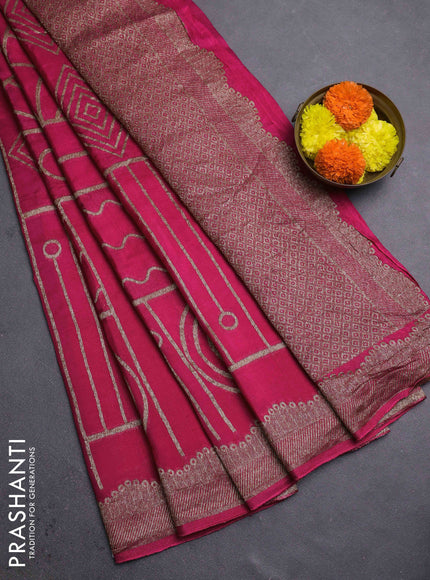 Pink Banarasi Semi Raw Silk Saree