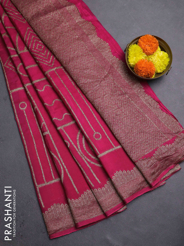 Pink Banarasi Semi Raw Silk Saree