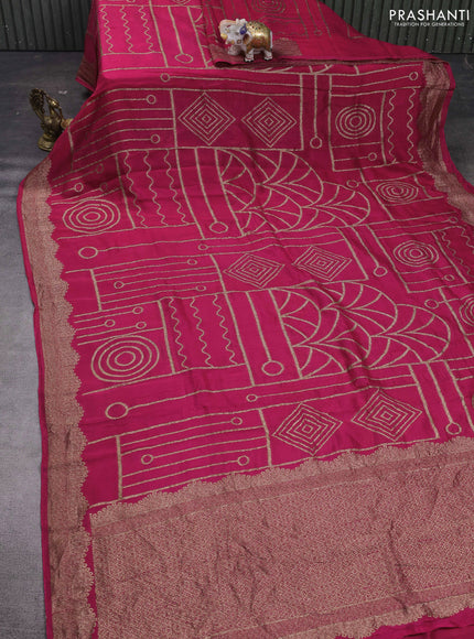 Pink Banarasi Semi Raw Silk Saree