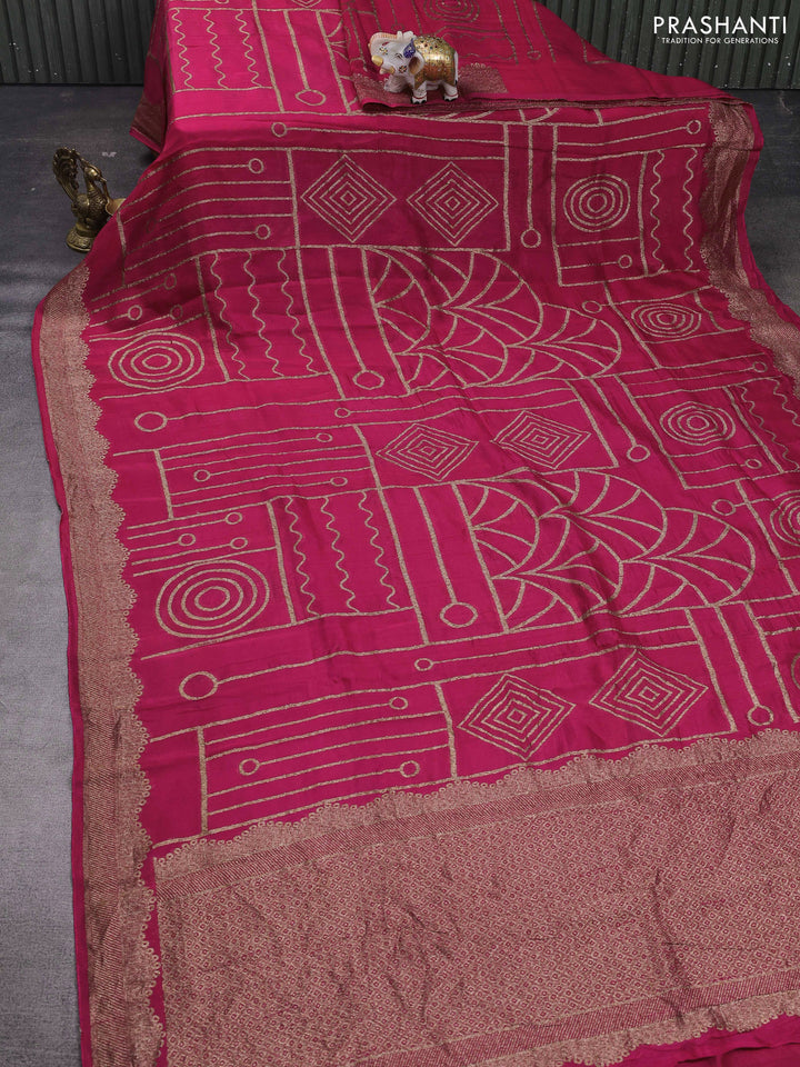 Pink Banarasi Semi Raw Silk Saree