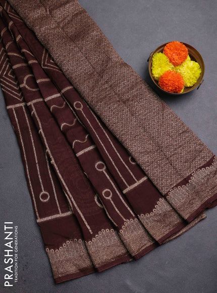 Coffee Brown Banarasi Semi Raw Silk Saree