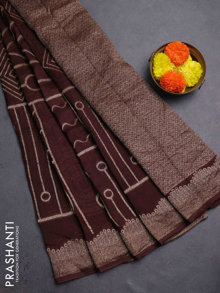 Coffee Brown Banarasi Semi Raw Silk Saree