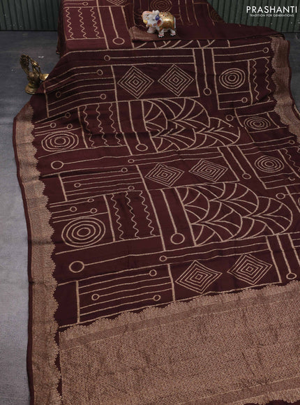 Coffee Brown Banarasi Semi Raw Silk Saree