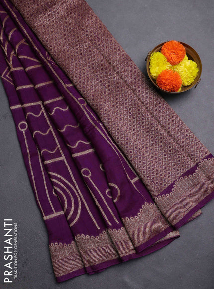 Purple Banarasi Semi Raw Silk Saree