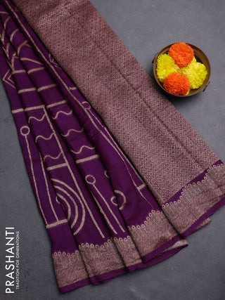 Purple Banarasi Semi Raw Silk Saree