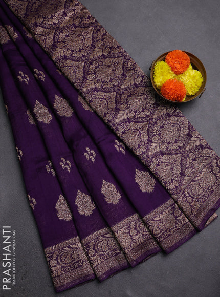 Violet Banarasi Semi Raw Silk Saree