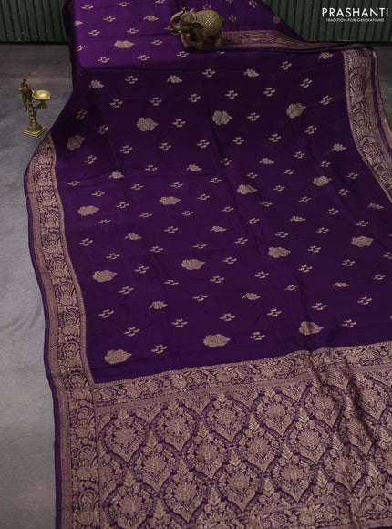 Violet Banarasi Semi Raw Silk Saree