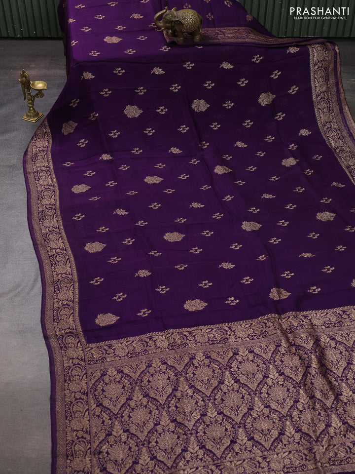 Violet Banarasi Semi Raw Silk Saree