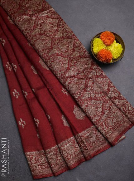Rustic Orange Banarasi Semi Raw Silk Saree