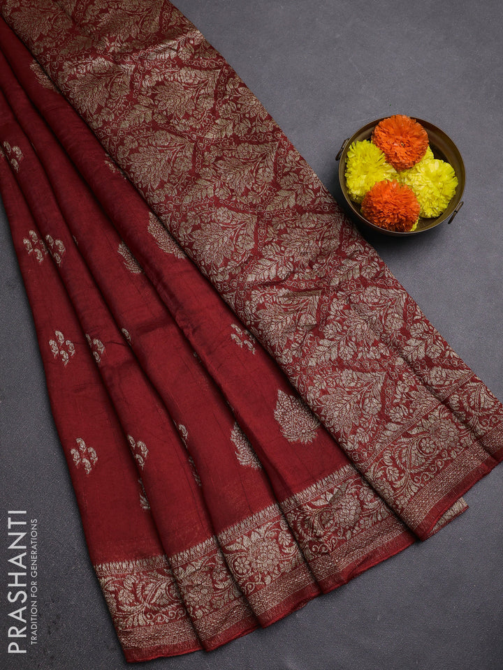 Rustic Orange Banarasi Semi Raw Silk Saree