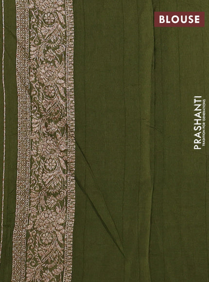 Mehendi Green Banarasi Semi Raw Silk Saree