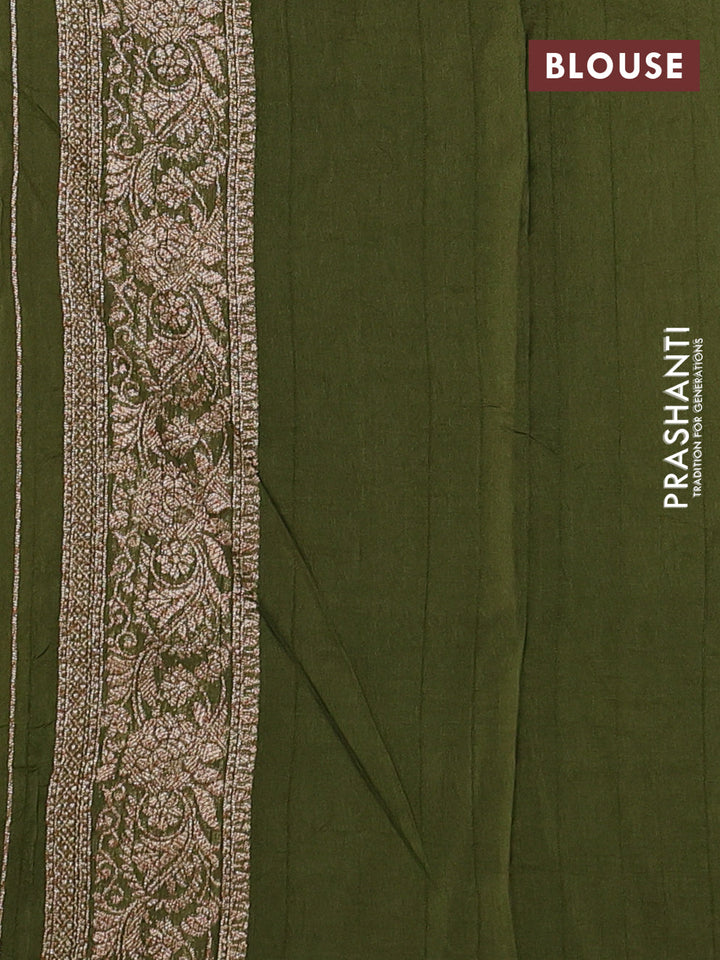 Mehendi Green Banarasi Semi Raw Silk Saree