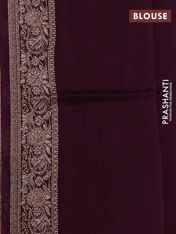 Wine Banarasi Semi Raw Silk Saree